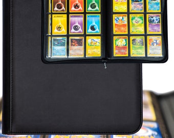 Sammelkartenmappe mit 9 Taschen: 360 seitliche Taschen, PU-Leder mit Reißverschluss