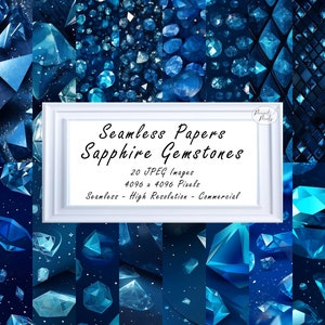Peut inclure: Un collage numérique de 20 motifs sans couture mettant en scène des pierres précieuses saphir dans différentes nuances de bleu. Les motifs sont en haute résolution et parfaits pour un usage commercial.