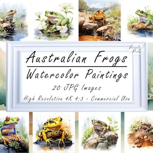 Australian Frogs - Wildlife Art Prints Animals of Australia - Instant Download | Watercolors -Cute Frog Artwork , Australian Amphibians