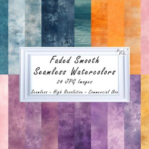 24 Watercolor Soft Seamless Patterns - Instant Download Printable Scrapbook Paper for Commercial Use Shades of Blue, Pink, Purple, Orange