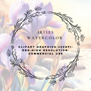 Iris flower art, a downloadable digital print of Irises along a stream watercolor art, PNG file download, POD, cottage art, digital art work