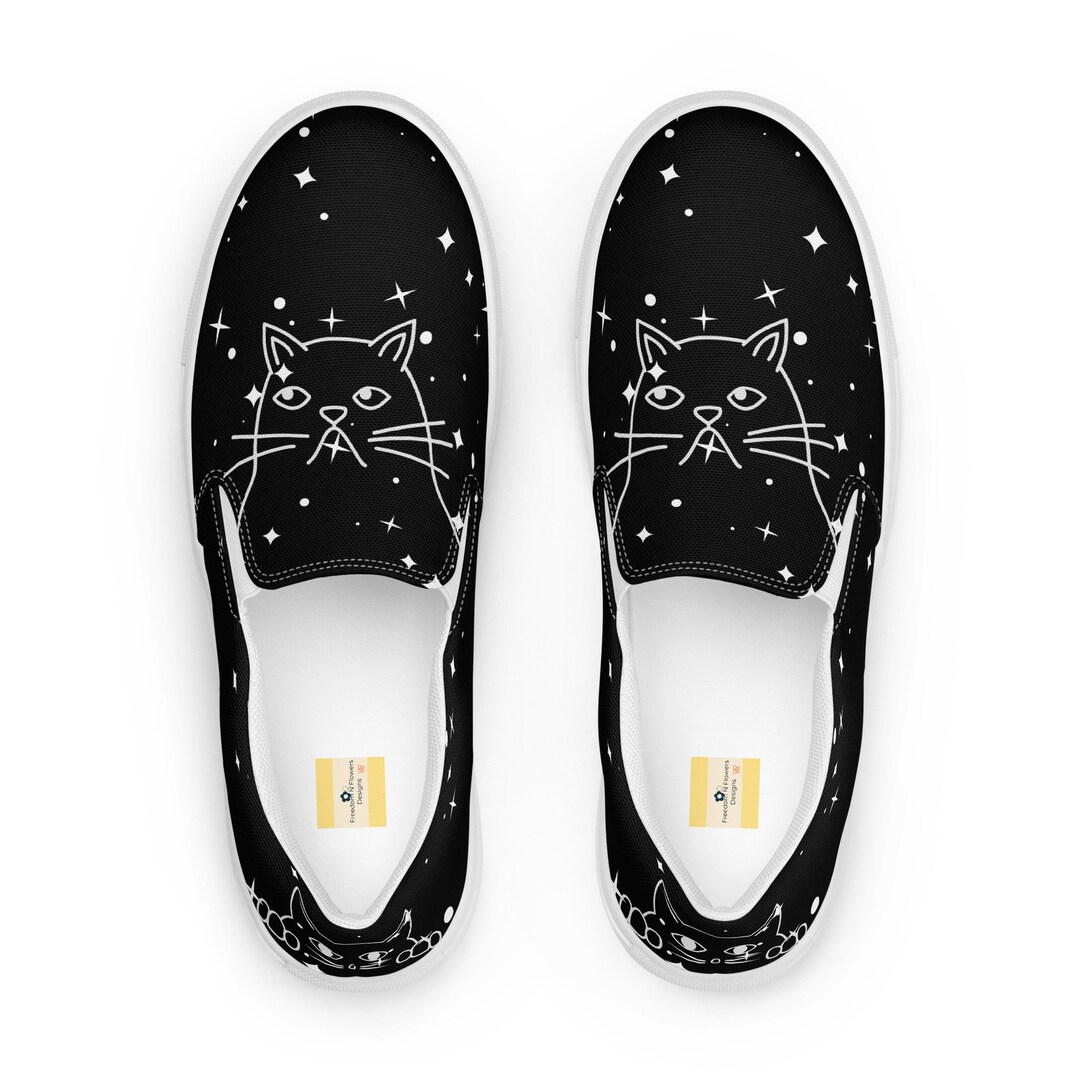 Black Cat Womens Shoescat Lover Shoescat Slip on Shoescat Canvas Shoescat Print Shoescat