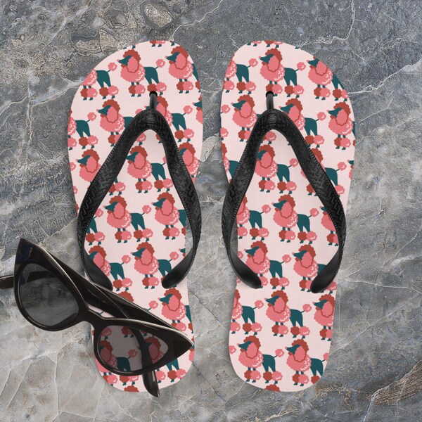 Adorable Poodle Print Flip-Flops-Poodle flip-flops-Poodle lover sandals-poodle lover shoes-poodle sandals-poodle shoes-poodle lover gift-