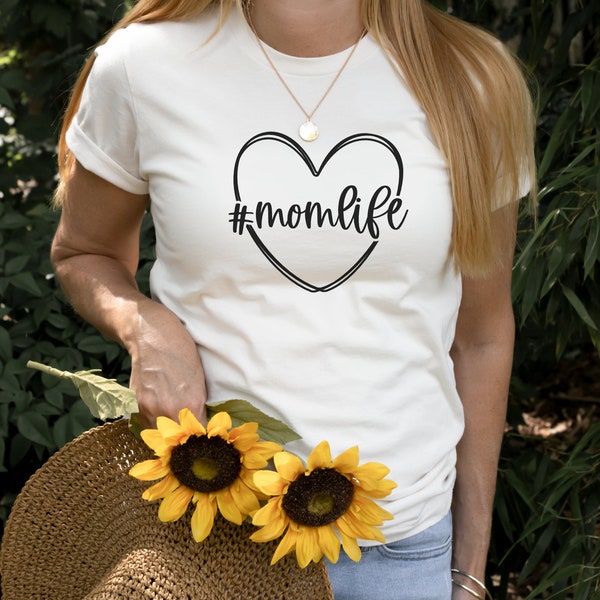 Heart Shirt, Gift For Her, Momlife Tee, Best Gift For Mom, Mom Shirt,V Neck Crew Neck, Momlife shirt, Trendy Mom Tee, Family Matching Shirt