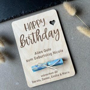 Personalisierte Holz-Geburtstagskarte mit Lasergravur | Einzigartiges Geldgeschenk, Geburtstagsgeschenk