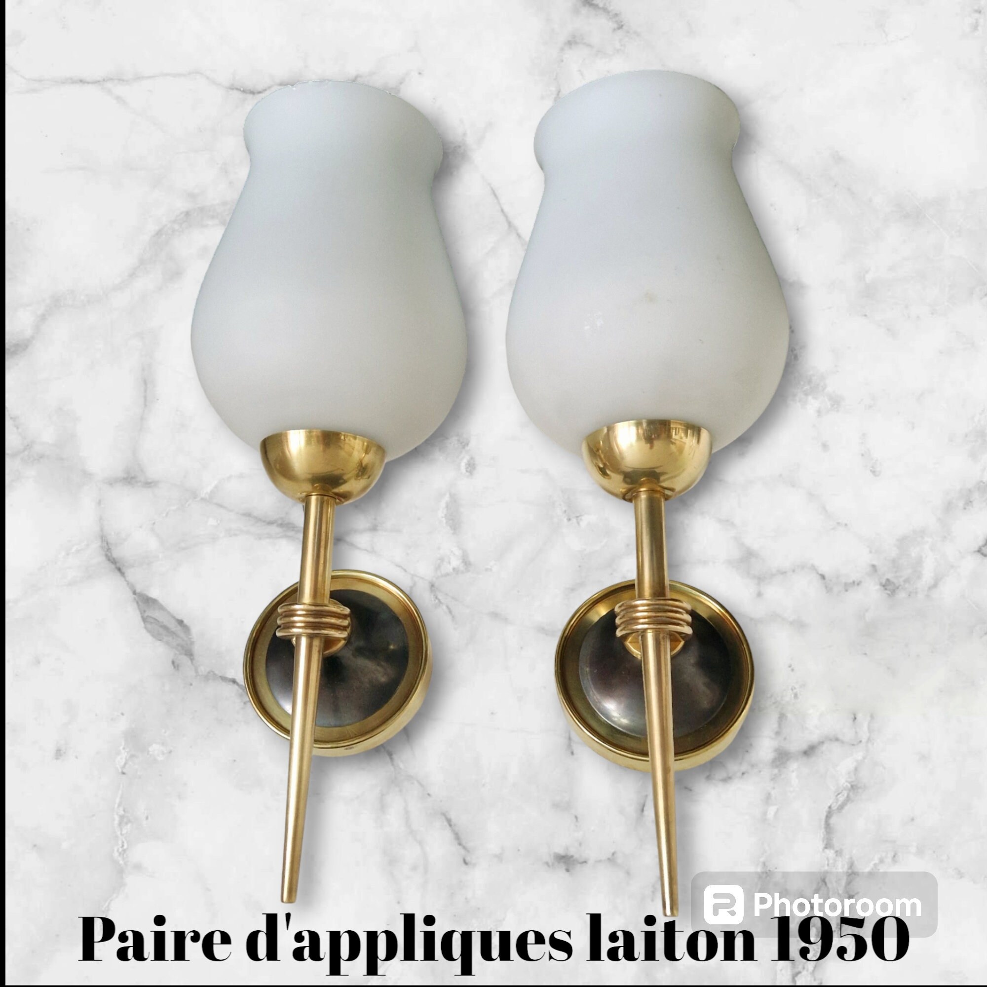 APPLIQUES VINTAGE LAITON VERRE MOULÉ Années 60 DÉCORATION EUR 59,00