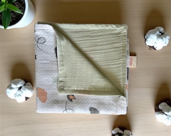 Organic Cotton Muslin Baby Blanket, Soft Newborn Swaddle