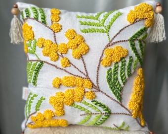 Mimosas Pillow Cover Kit, Punch Needle Embroidery Fabric, DIY Embroidery Cloth, Embroidery Supplies