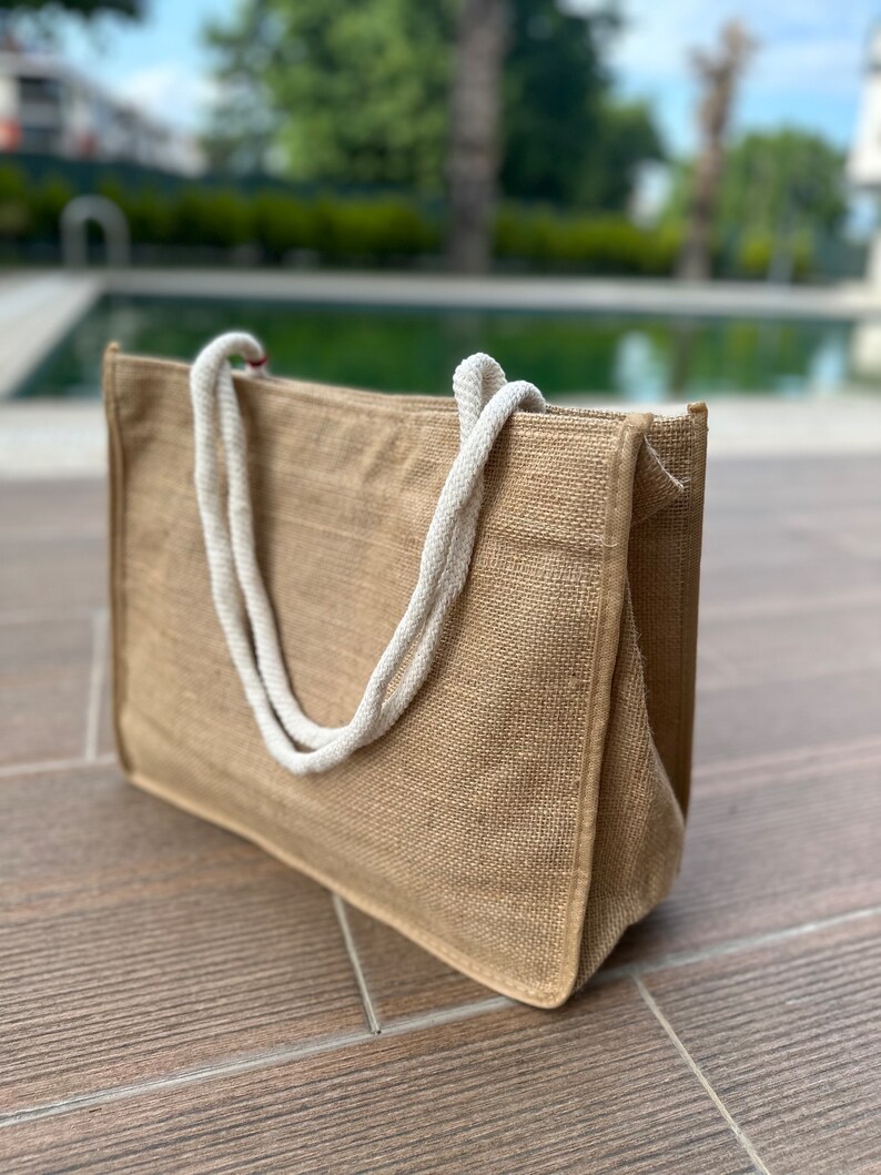 Tufted Beach Bag Jute Tote Embroidered Shoulder Bag Etsy