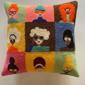 Punch Pillow Cover, Pop-Art Girls Pillow Cover, Decorative Embroidered Cushion