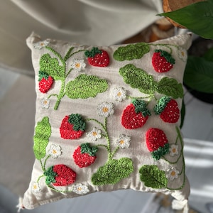 Funda de cojín de fresa de temporada, Decoración de granja, Pieza decorativa de decoración del hogar