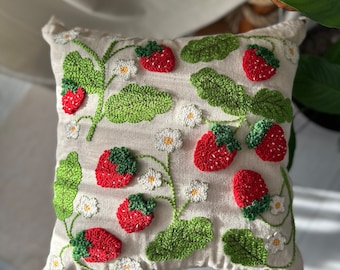 Seasonal Strawberry Pillow Cover - Farmhouse Decor - Home Decor Accent Piece