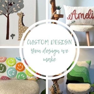 Custom Punch Needle Pillow, Nursery Wall Decor, Handmade Wooden Frame Kids Room Decor, Custom Gift, Personalized Gift