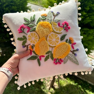 Embroidered floral pillows hotsell