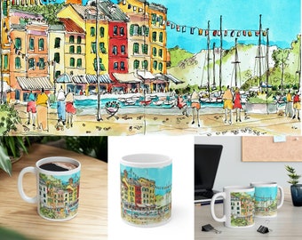 PORTOFINO, ITALY Sketch - Ceramic Mug 11oz