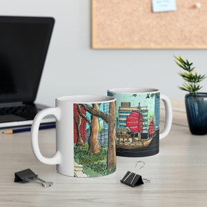 HONG KONG Bay - Hong Kong, China Sketch - Ceramic Mug 11oz