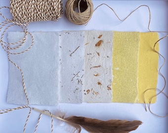 Handmade paper / Set of natural pastel colors / Vintage motif paper of your choice - 4 or 8 pieces approx. DIN A5