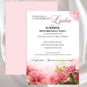 Rose Flower Bridal Shower, Milestone Birthday, Retirement, Engagement, Save the Date Announcement, Invitations