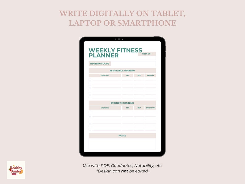 Digital & Printable Fitness Planner Daily, Weekly, and Monthly Workout
