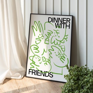 Abendessen mit Freunden Poster, Retro Küche Wand Kunst (Digitaler Download)