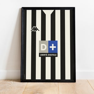 Poster Maglia Juventus, Trendy Wall Art, Digital Download Print, Football Wall Art , Retro Wall Decor, Printable Art, Soccer