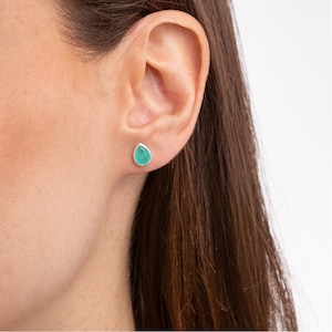 Teardrop Earring with Paraíba Tourmaline or Natural Zircon - Handmade in Brazil -  925 Sterling Silver - UNISEX