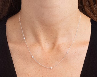 Dainty Necklace with Genuine Natural Zircon - Handmade in Brazil - 925 Sterling Silver