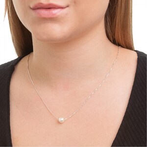 Silver Elegant Pearl Necklace - Handmade in Brazil - 925 Sterling Silver