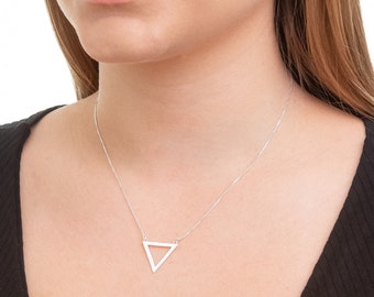 Silver Elegant Triangle Necklace - Handmade in Brazil - 925 Sterling Silver