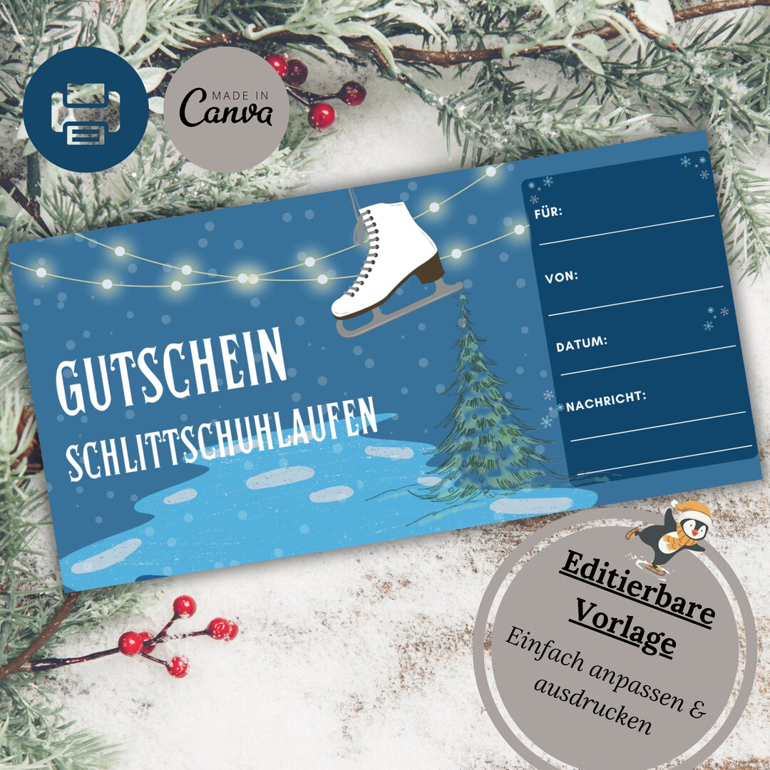 Ice Skating Voucherice Skating Giftice Skating Voucherprintable ...