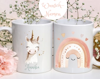 Personalisierte Einhorn Tasse - Einhorn Geschenk für Mädchen mit Wunschnamen