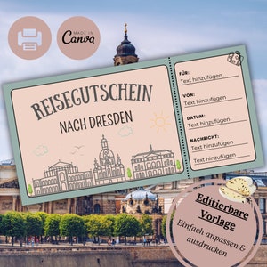 Travel voucher Dresden|Personalized gift|City trip Dresden gift for girlfriend