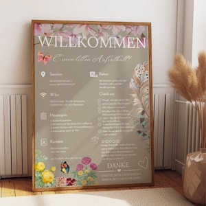 Gadget de letrero de vacaciones boho|Bienvenido de Airbnb|Poster de flores