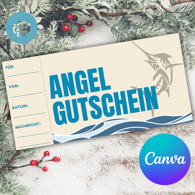 Angeln GutscheinGeschenkgutscheinPersonalisierbarer GutscheinSofortiger