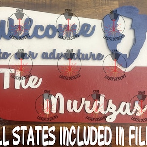 3D Layered Laser Datei für Camping / Adventure National Parks Sign svg & eps mit Bildern von ALL STATES