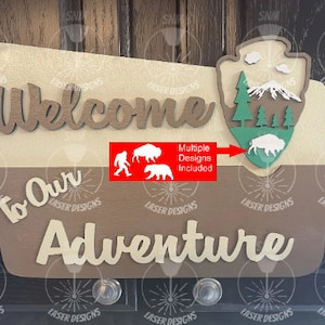 3d Schicht Laser-Datei für Nationalpark Camping / Abenteuer Schild svg & eps