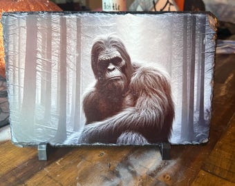 Full color crouched Bigfoot Slate  with stand. X large size 7x12