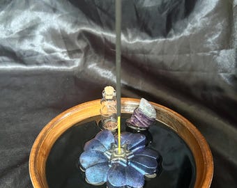 Incense Holder with Spell Jar and Crystal
