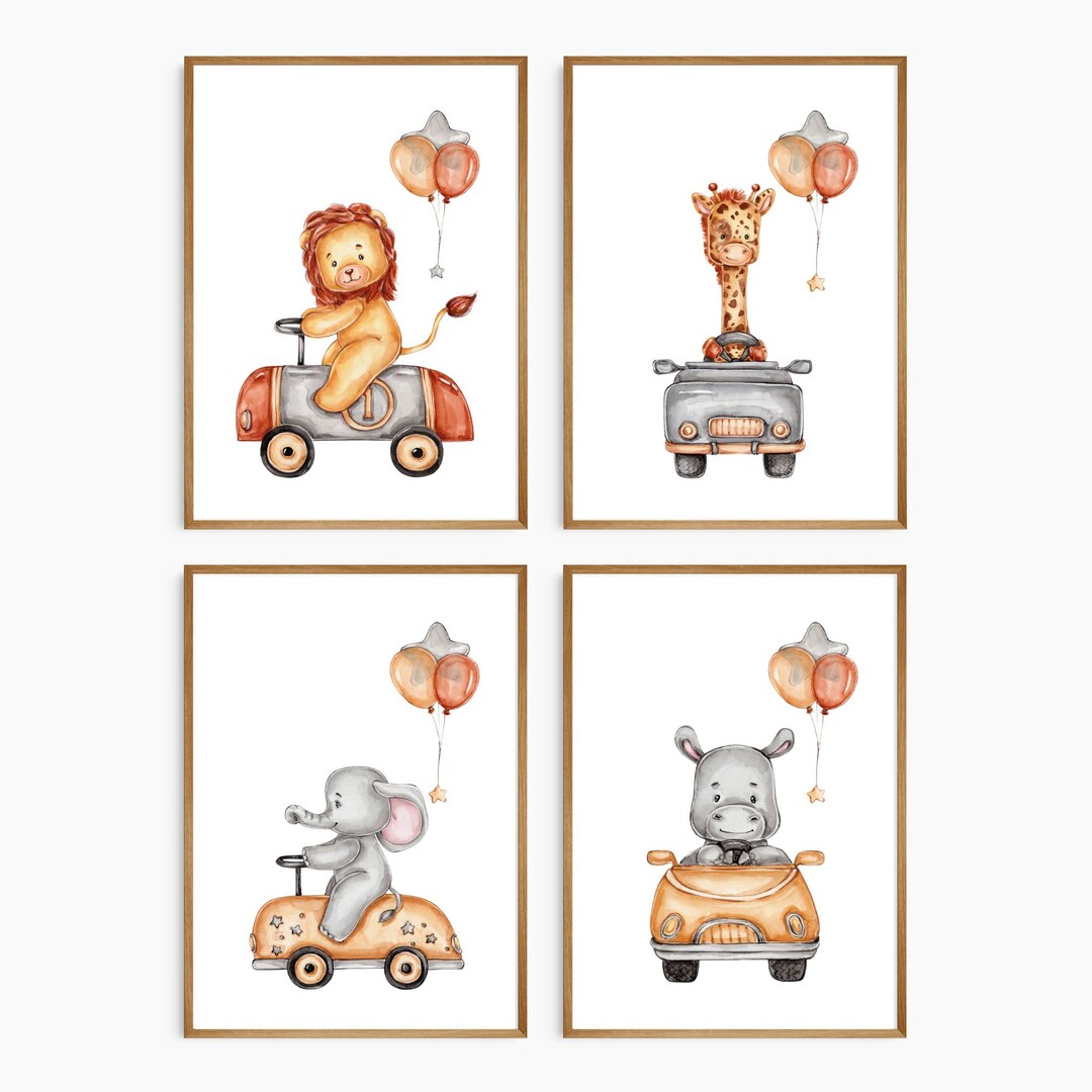 Set of 4 Safari Animals Wall Decor Baby Boy Nursery Baby Decor Jungle