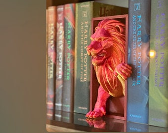 lion emerging book nook  | bookends | book stand | 3d printed | home decor