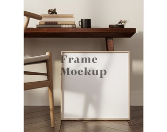 Square Frame Mockup, Boho Japandi Interior (Digital Download)