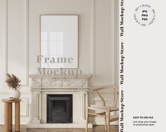 Boho Parisian Interior Frame Mockup, Vertical A1 (Digital Download)