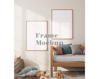 Nursery Frame Mockup, Home Interior, A2 Vertical Frames (Digital Download)