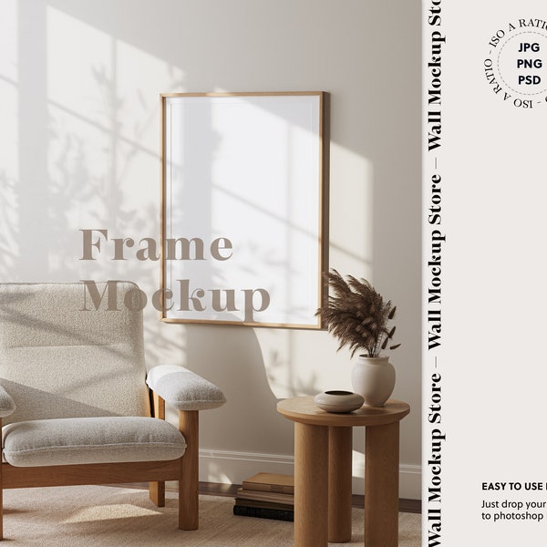 Single vertical frame mockup in home interior, print frame mockup, Digital frame mock up, Print mockup, Mockup Poster, Scandi interior