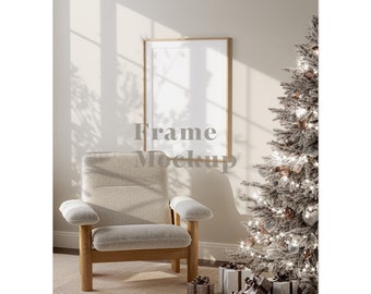 Christmas Vertical Frame Mockup, Boho Interior (Digital Download)