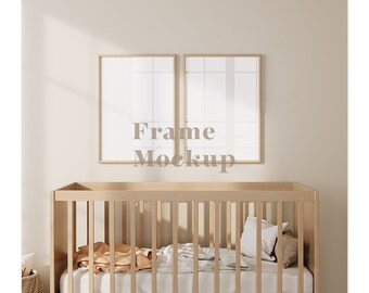 Nursery Frame Mockup, Home Interior, 2 Vertical Frames (Digital Download)