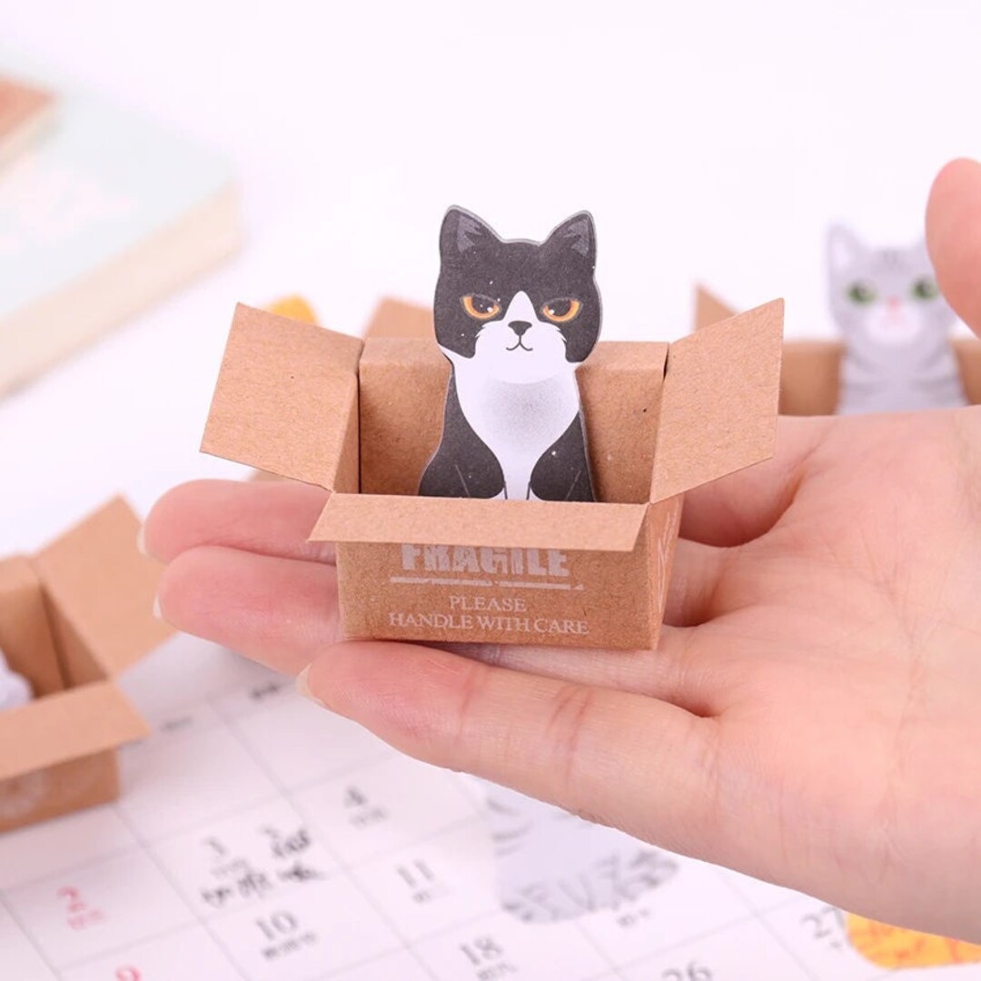 Set of 5 Cute Cat Memo Pads and Sticker Labels Cute Kawaii Etsy