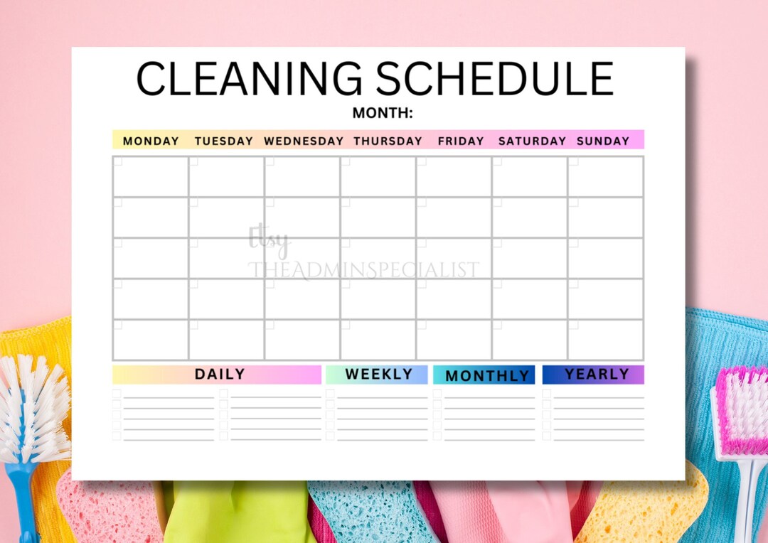 Cleaning Schedule Printable Cleaning Checklist Weekly Cleaning Monthly ...