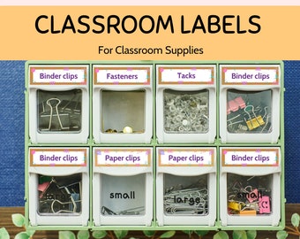 Editable Classroom Tray Labels for Classroom Teachers Organizer Labels Neutral Classroom Rolling Cart Labels for Teacher Supplies Essential