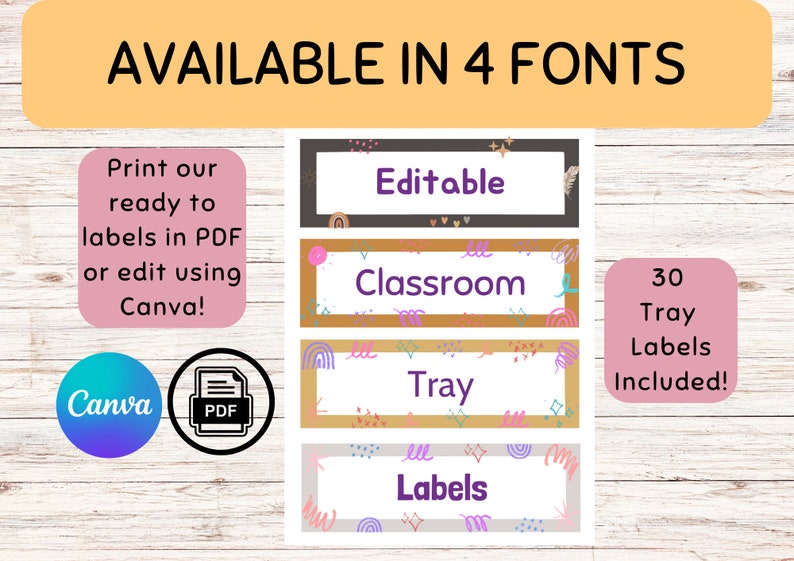 Editable Classroom Tray Labels for Classroom Teachers Organizer Labels ...